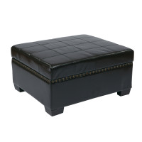 OSP Home Furnishings Detour Storage Ottoman with Tray Eco Leather DTR3630-EBD